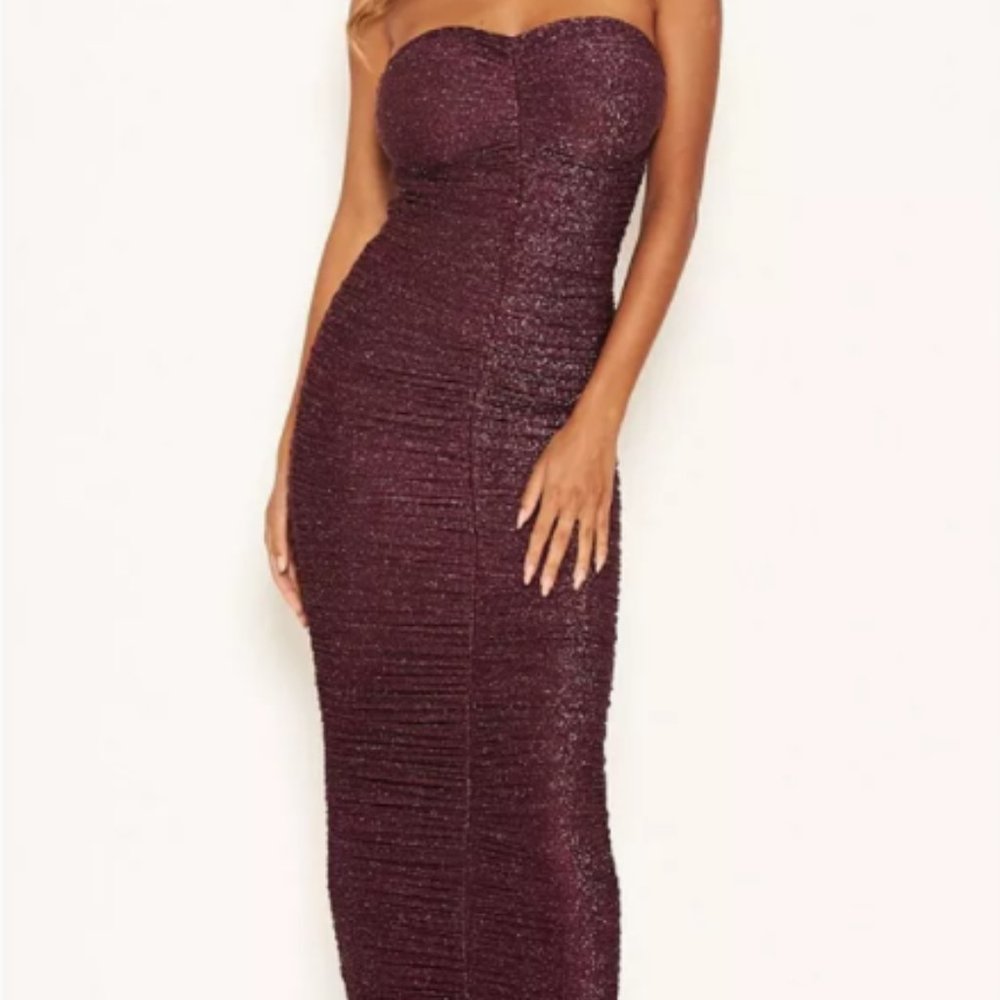 AX Paris Women's Strapless Ruched Bodycon Dress
